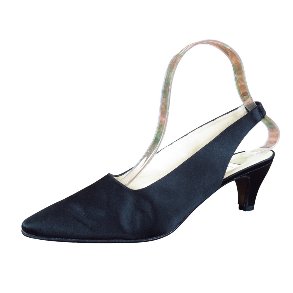 Ana Bonilla Collection Women Slingback Pump Size 7.5 Narrow Formal Evening Black